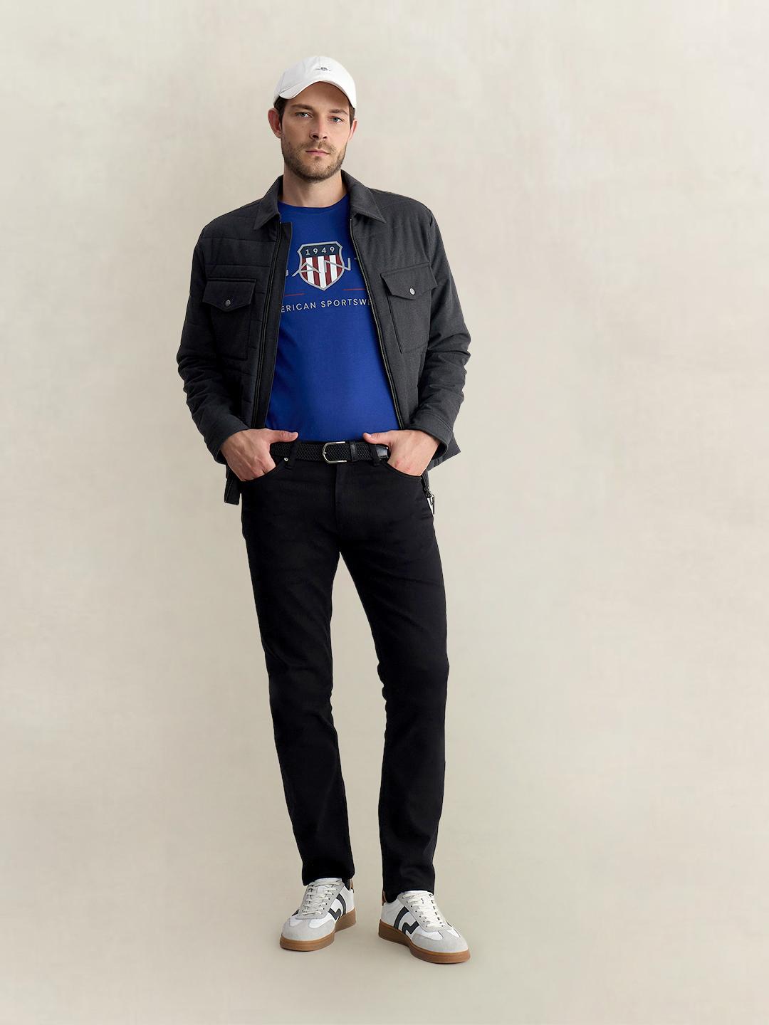 Gant Men Blue Regular Fit Graphic Pure Cotton Tshirt