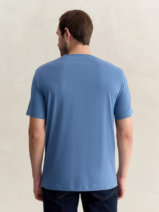 Gant Men Blue Regular Fit Printed Pure Cotton Tshirt