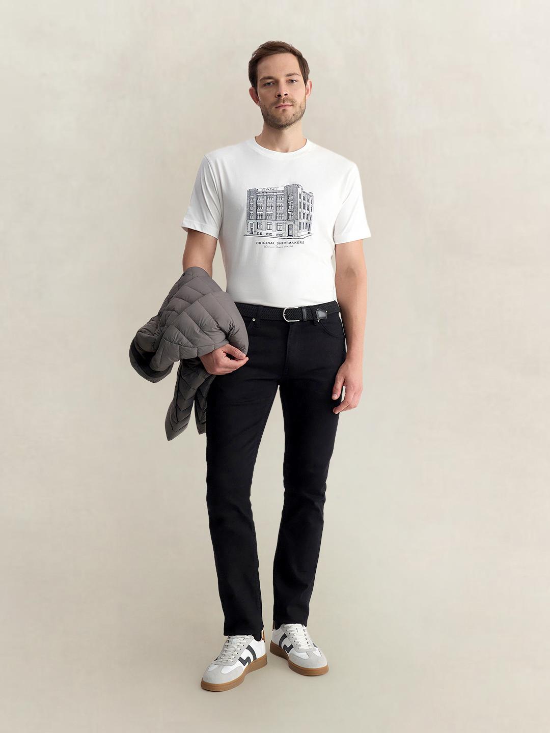Gant Men White Regular Fit Graphic Pure Cotton Tshirt