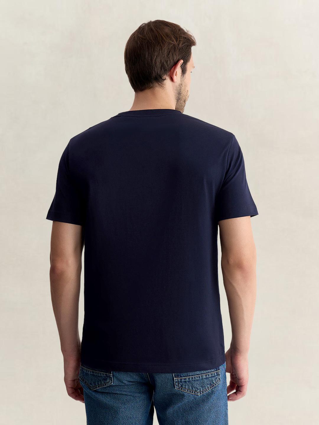 Gant Men Blue Regular Fit Solid Pure Cotton Tshirt