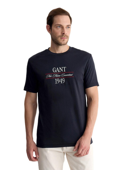 Gant Men Black Regular Fit Graphic Pure Cotton Tshirt