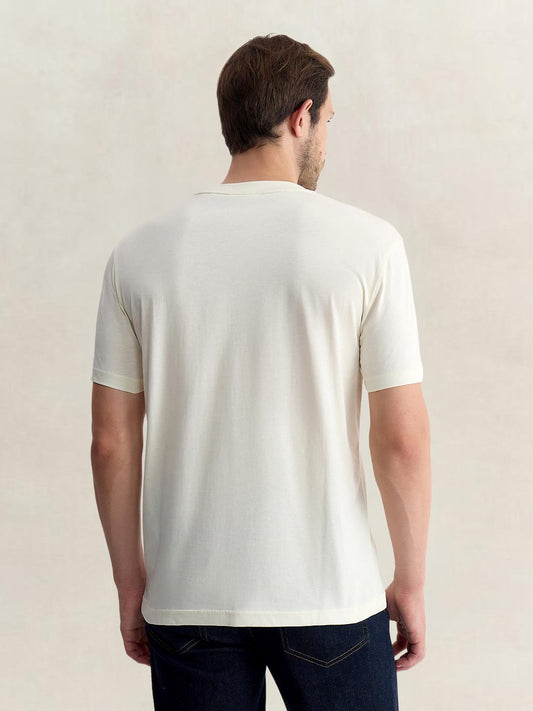 Gant Men Cream Regular Fit Graphic Pure Cotton Tshirt