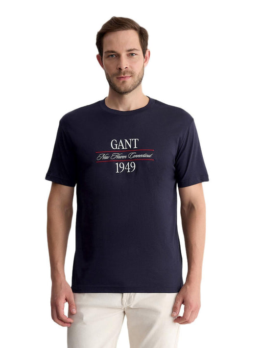 Gant Men Blue Regular Fit Graphic Pure Cotton Tshirt