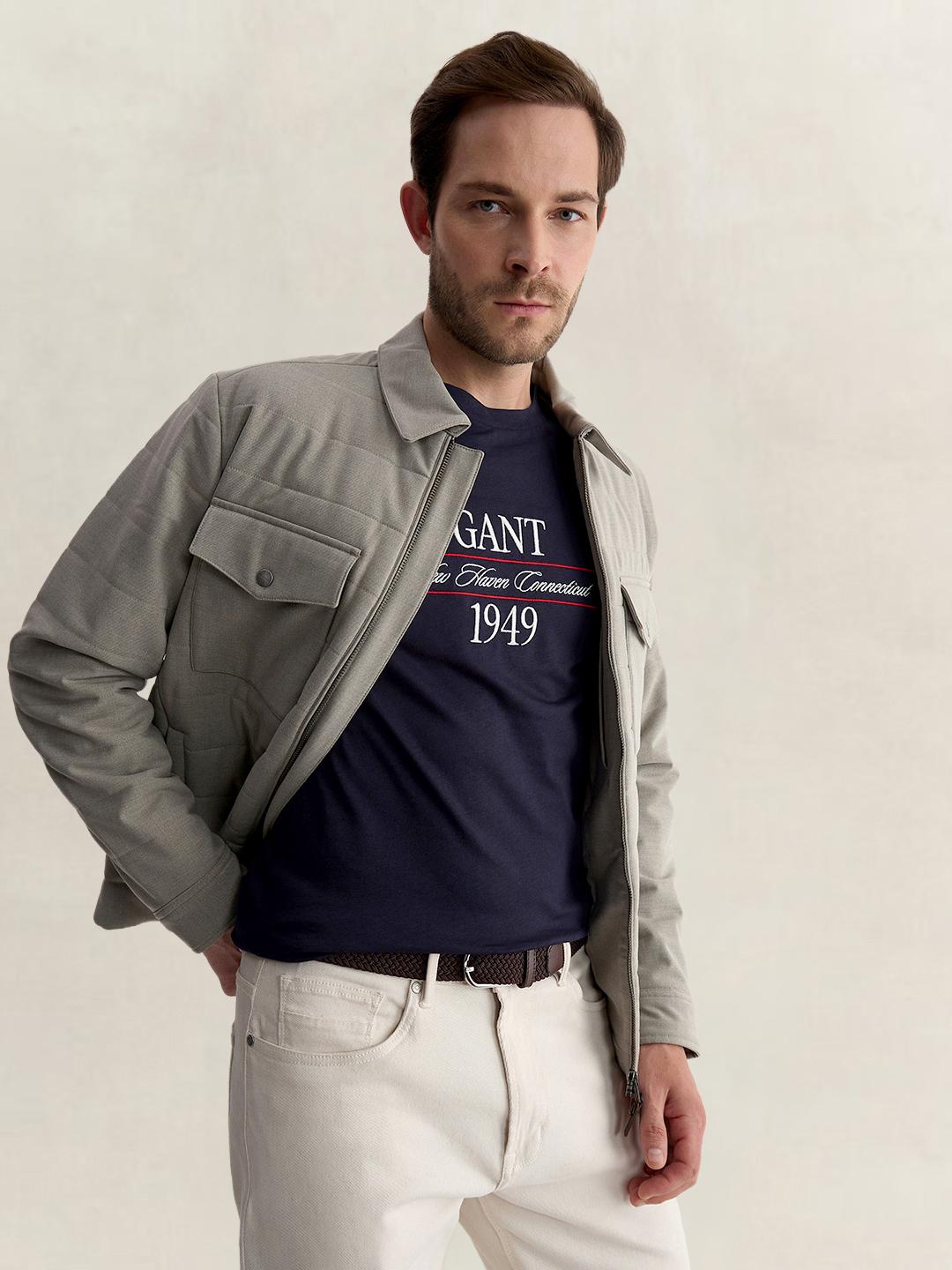 Gant Men Blue Regular Fit Graphic Pure Cotton Tshirt