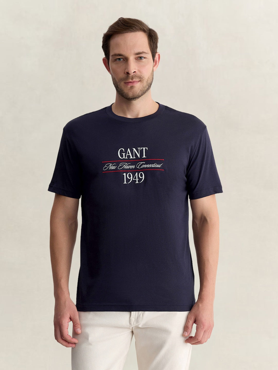 Gant Men Blue Regular Fit Graphic Pure Cotton Tshirt