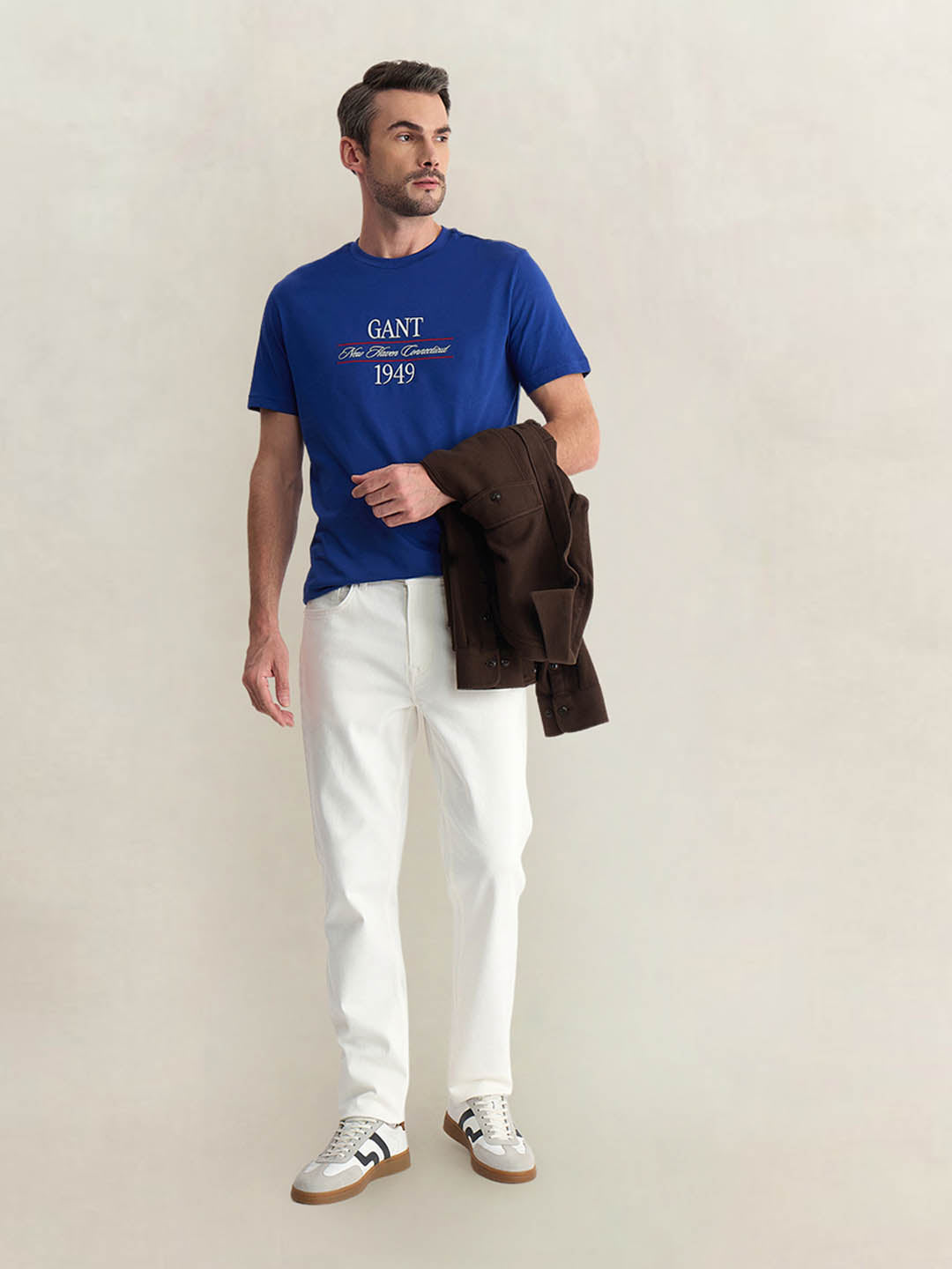 Gant Men Blue Regular Fit Graphic Pure Cotton Crew Neck