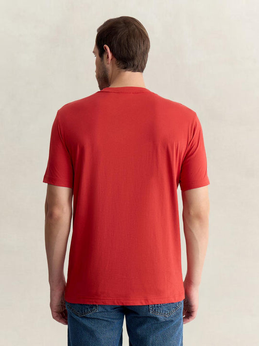 Gant Men Red Regular Fit Graphic Pure Cotton Tshirt