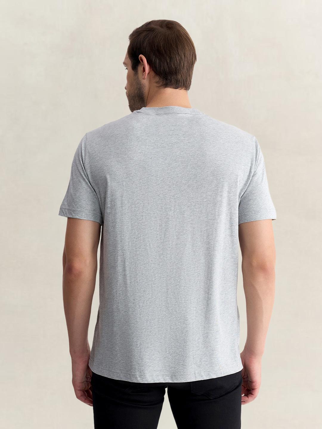 Gant Men Grey Regular Fit Solid Pure Cotton Tshirt