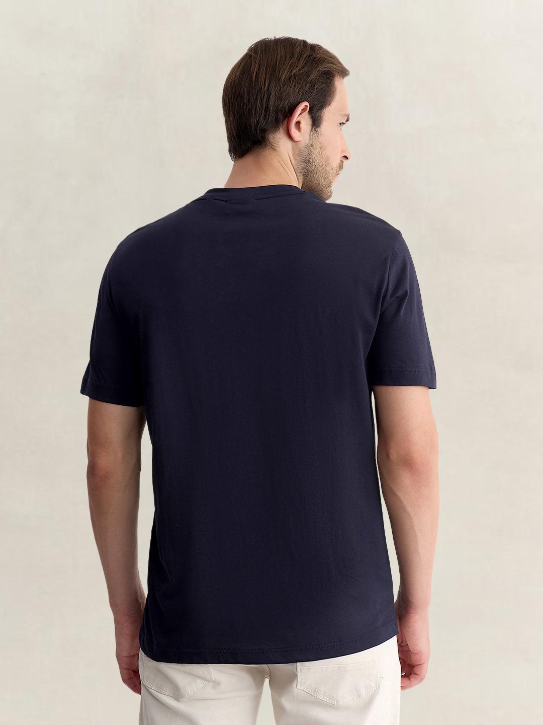 Gant Men Blue Regular Fit Solid Pure Cotton Tshirt