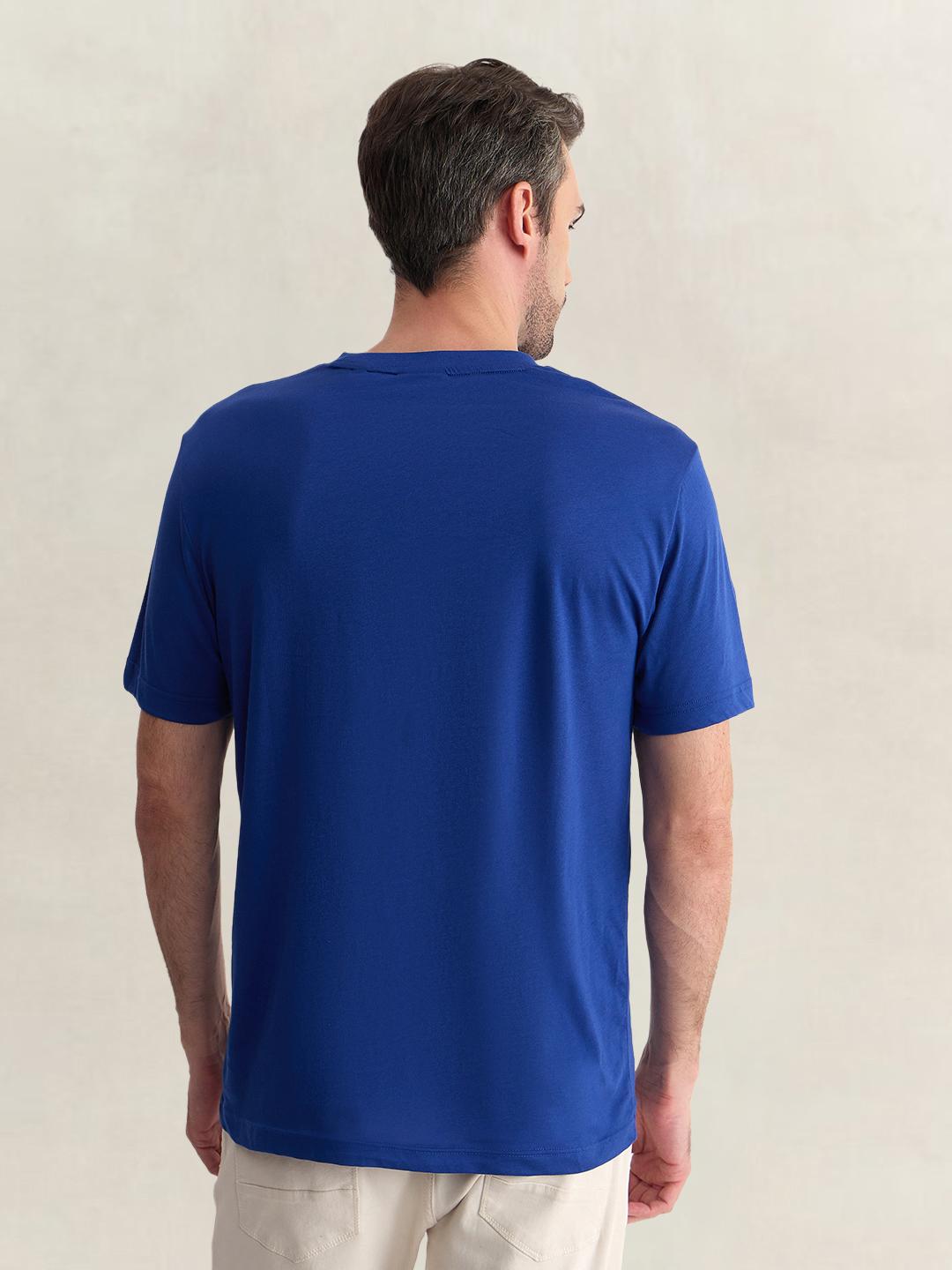 Gant Men Blue Regular Fit Solid Pure Cotton Tshirt