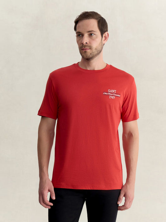 Gant Men Red Regular Fit Solid Pure Cotton Tshirt