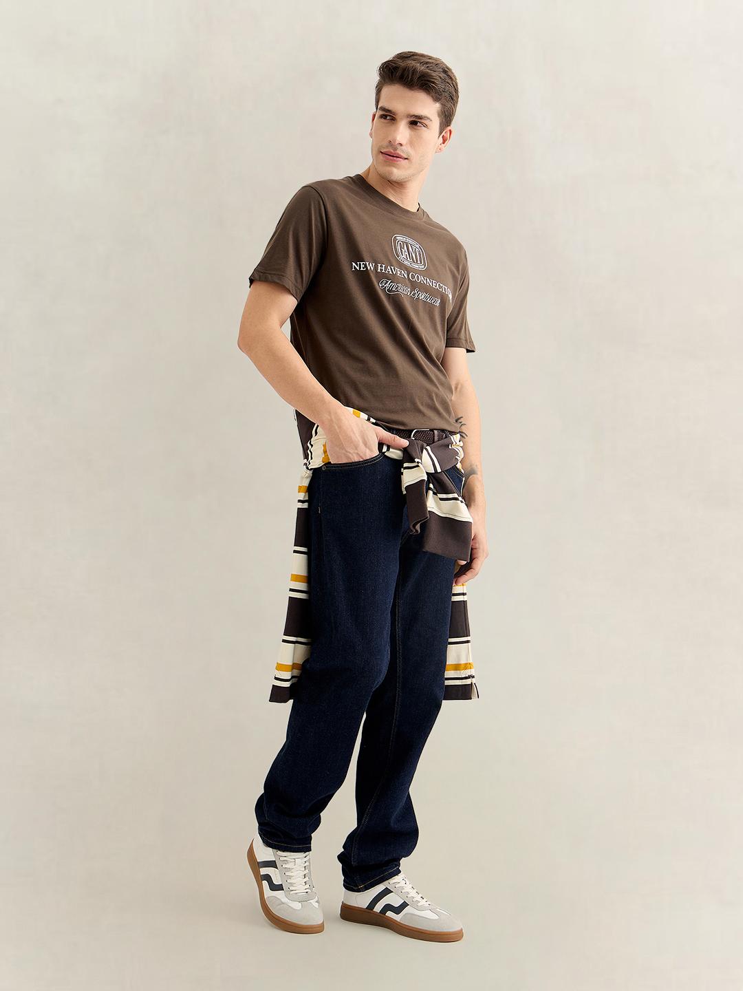 Gant Men Brown Regular Fit Graphic Cotton T-Shirt