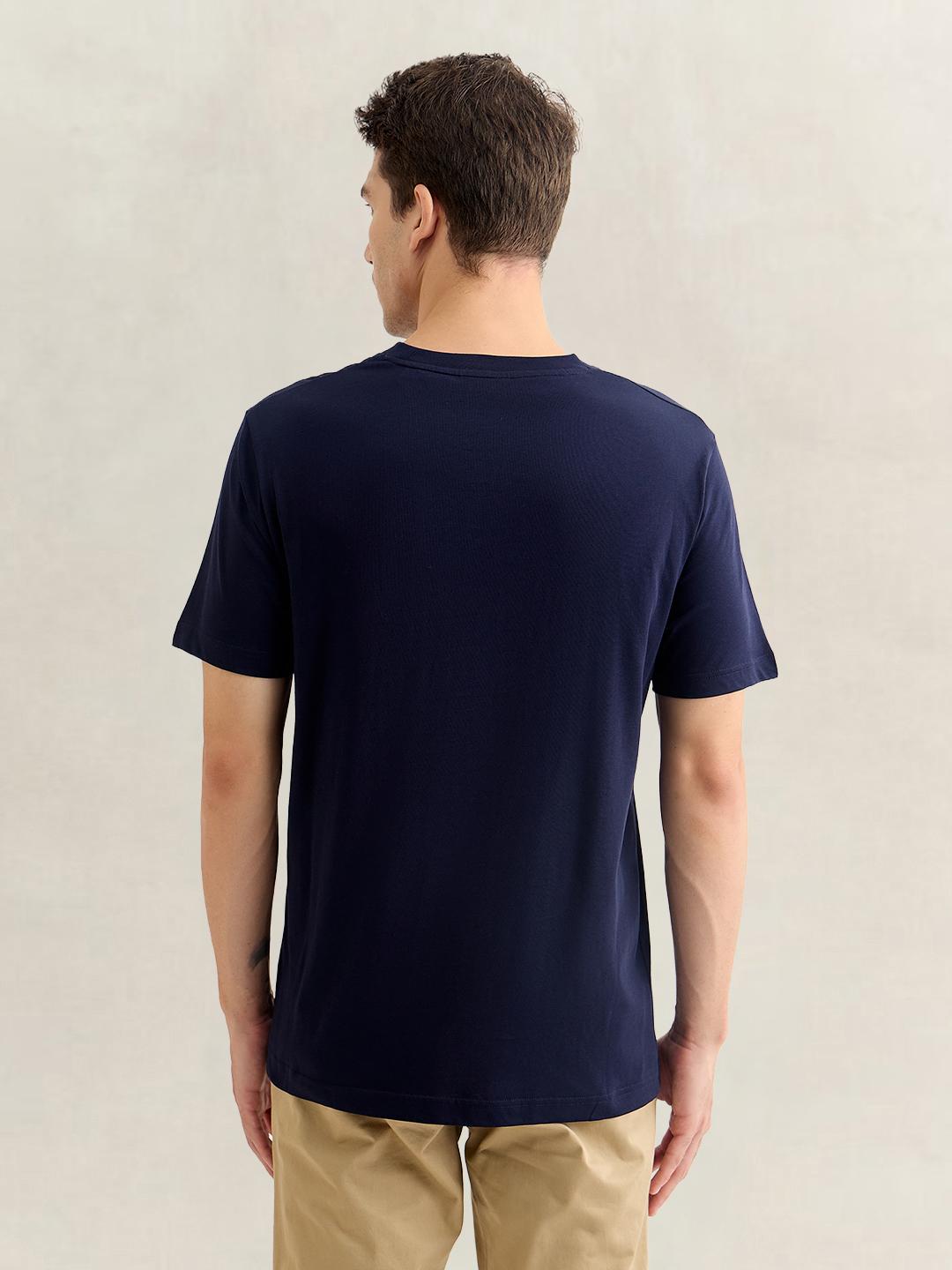 Gant Men Dark Blue Regular Fit Graphic Cotton T-Shirt