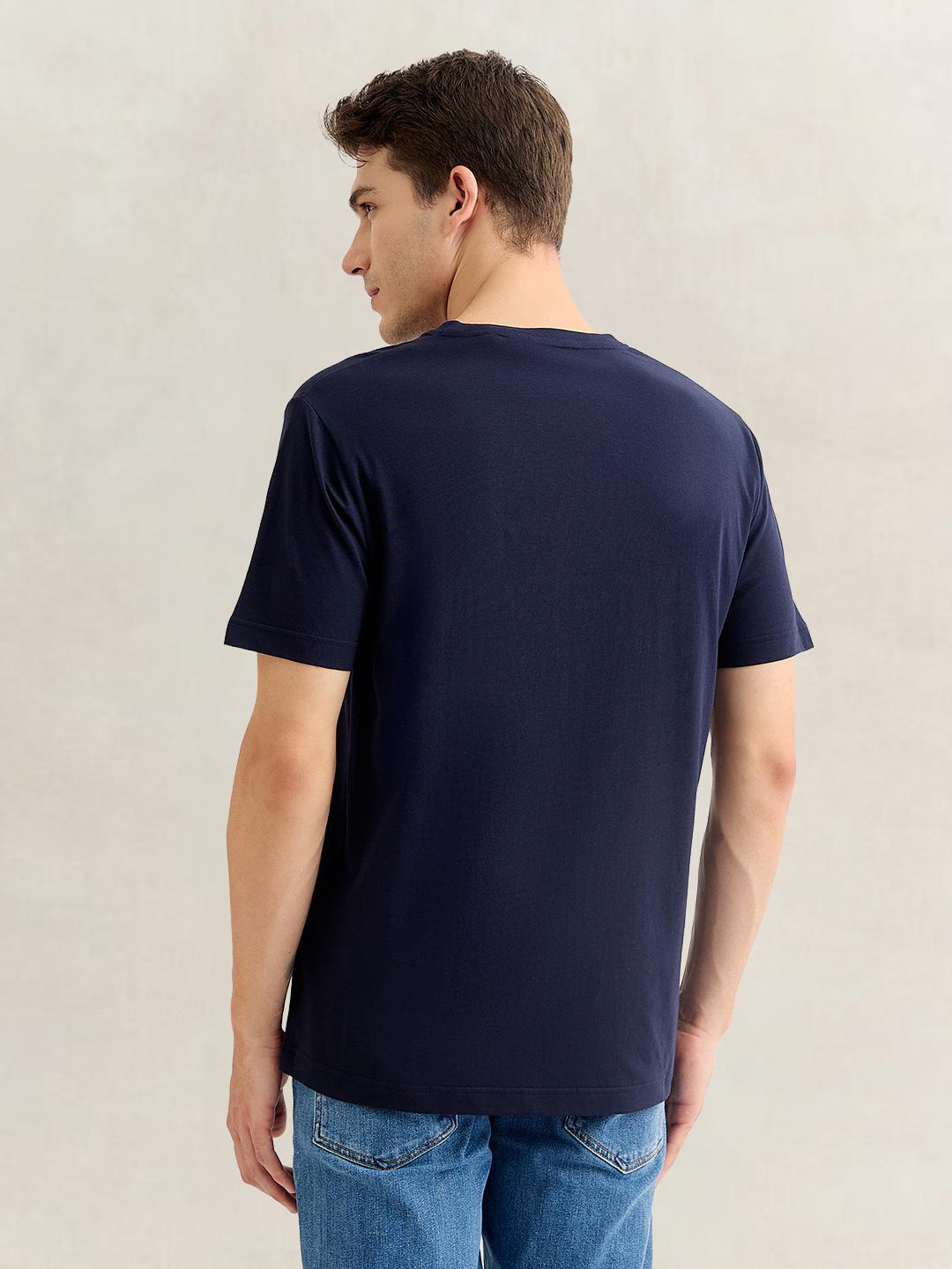 Gant Men Dark Navy Regular Fit Graphic Cotton T-Shirt