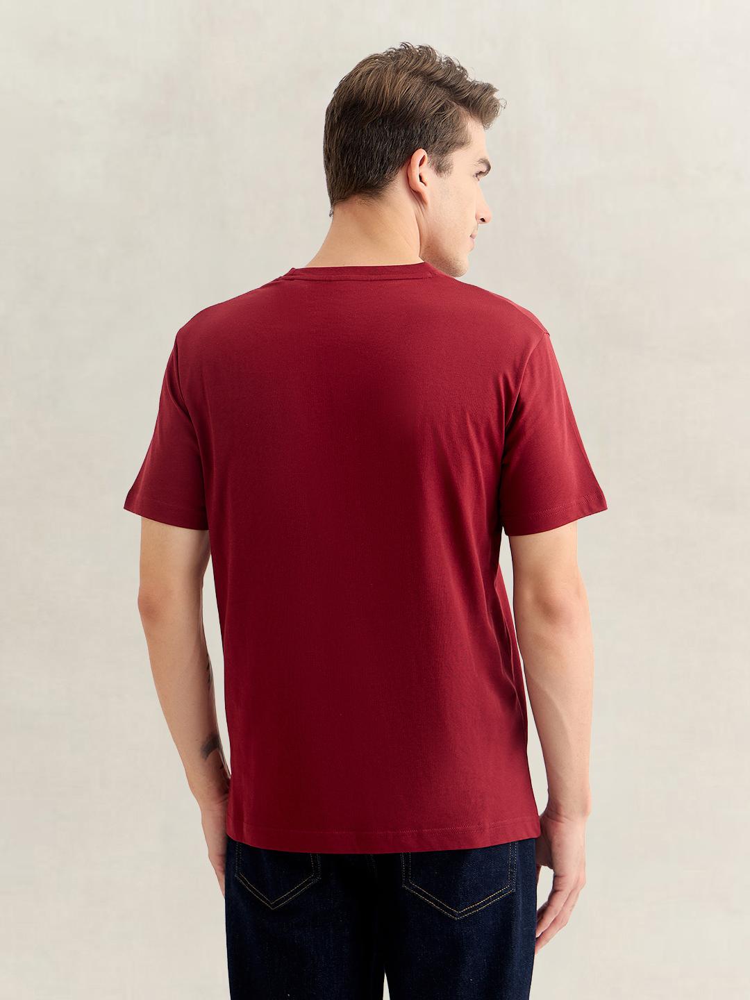 Gant Men Red Regular Fit Graphic Cotton T-Shirt