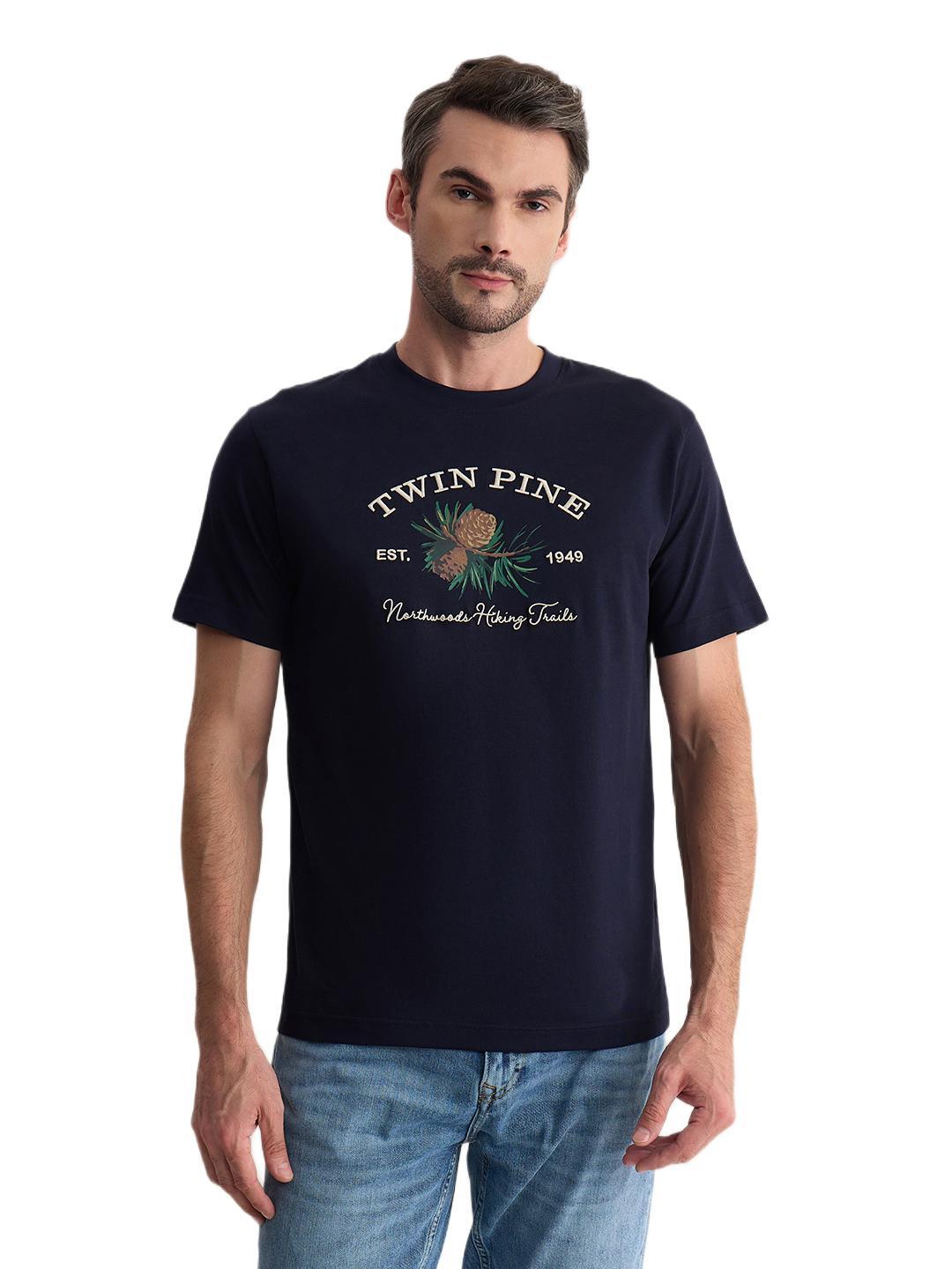Gant Men Blue Regular Fit Graphic Pure Cotton Tshirt