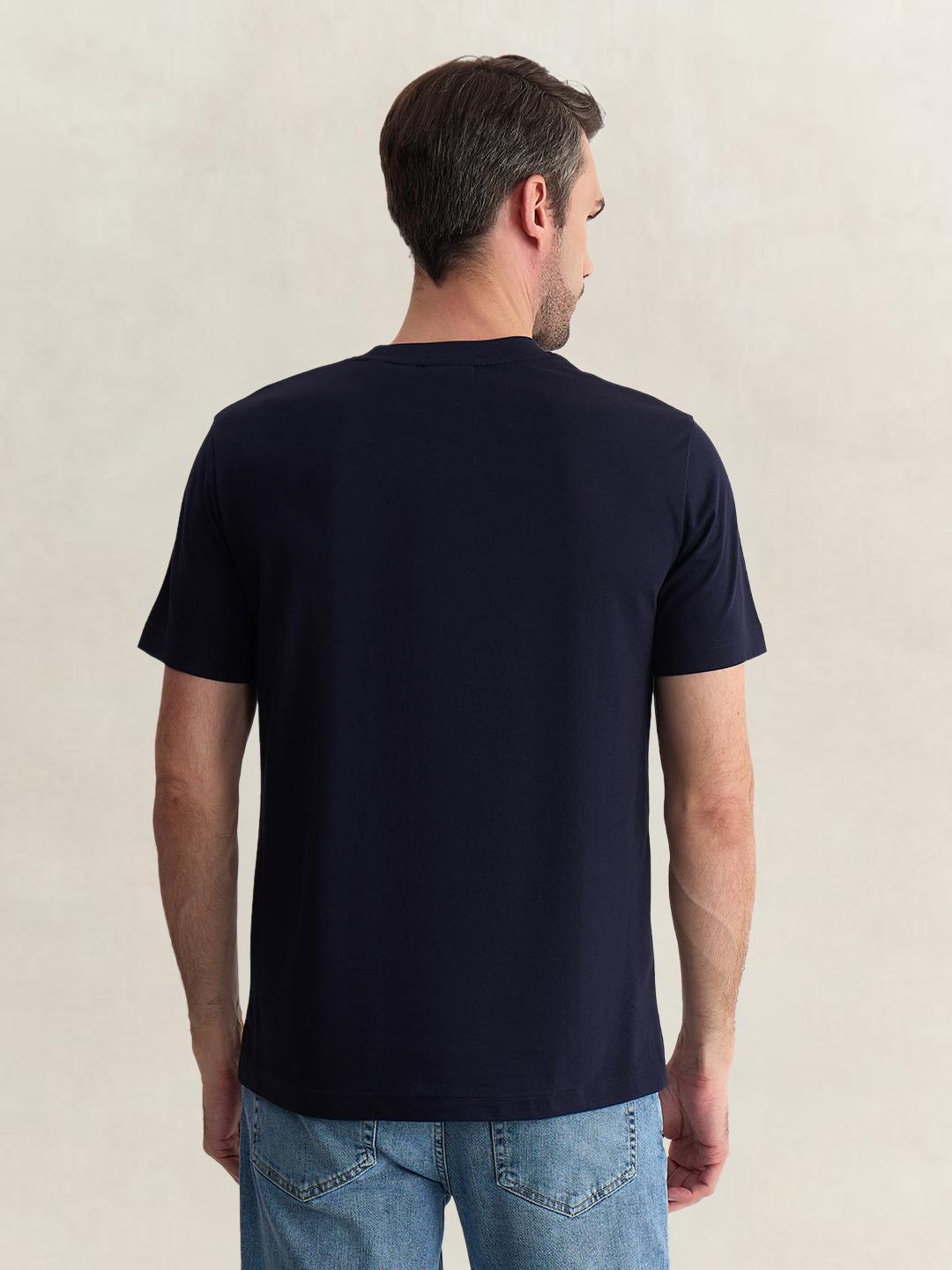 Gant Men Blue Regular Fit Graphic Pure Cotton Tshirt