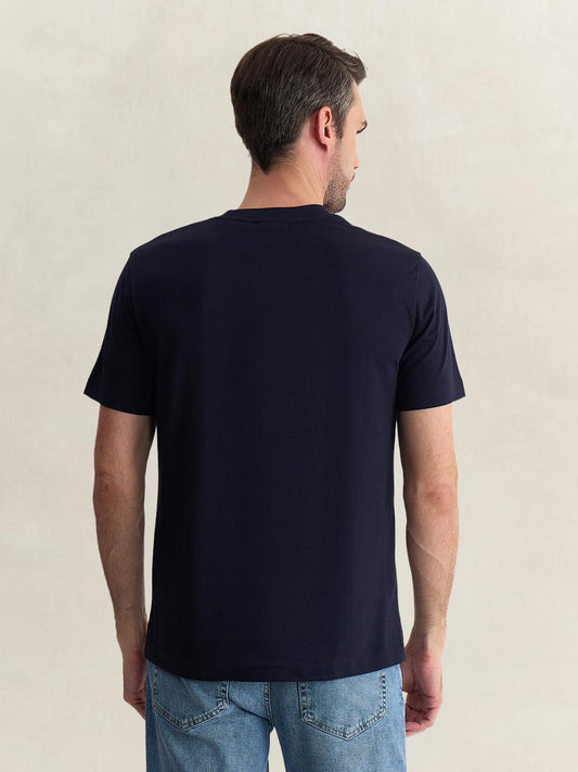 Gant Men Blue Regular Fit Graphic Pure Cotton Tshirt