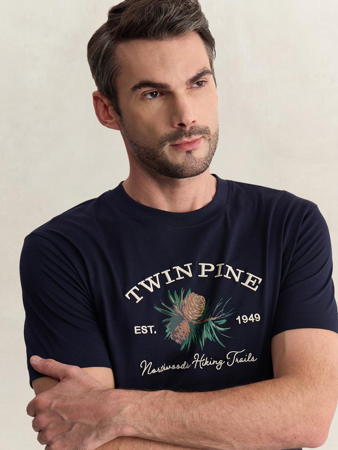 Gant Men Blue Regular Fit Graphic Pure Cotton Tshirt