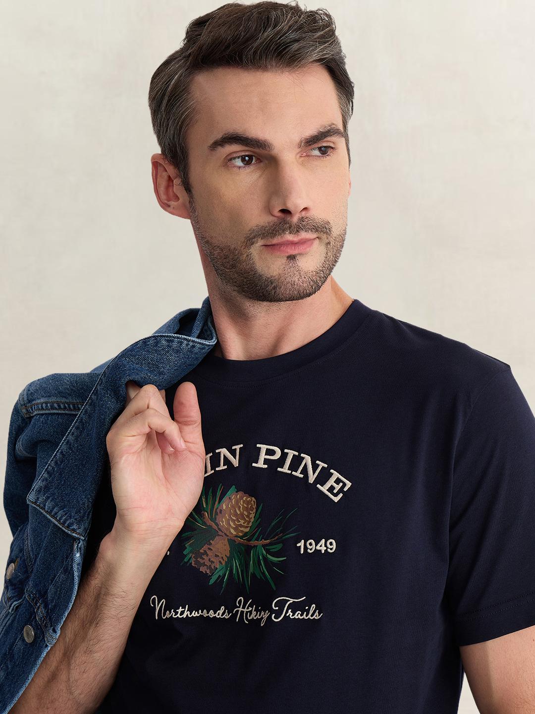 Gant Men Blue Regular Fit Graphic Pure Cotton Tshirt