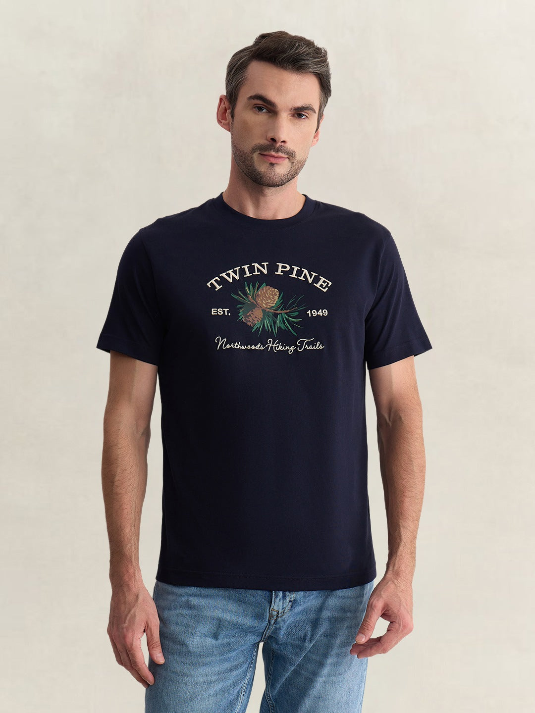 Gant Men Blue Regular Fit Graphic Pure Cotton Tshirt