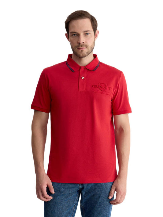 Gant Men Red Regular Fit Solid Pure Cotton Polo Tshirt