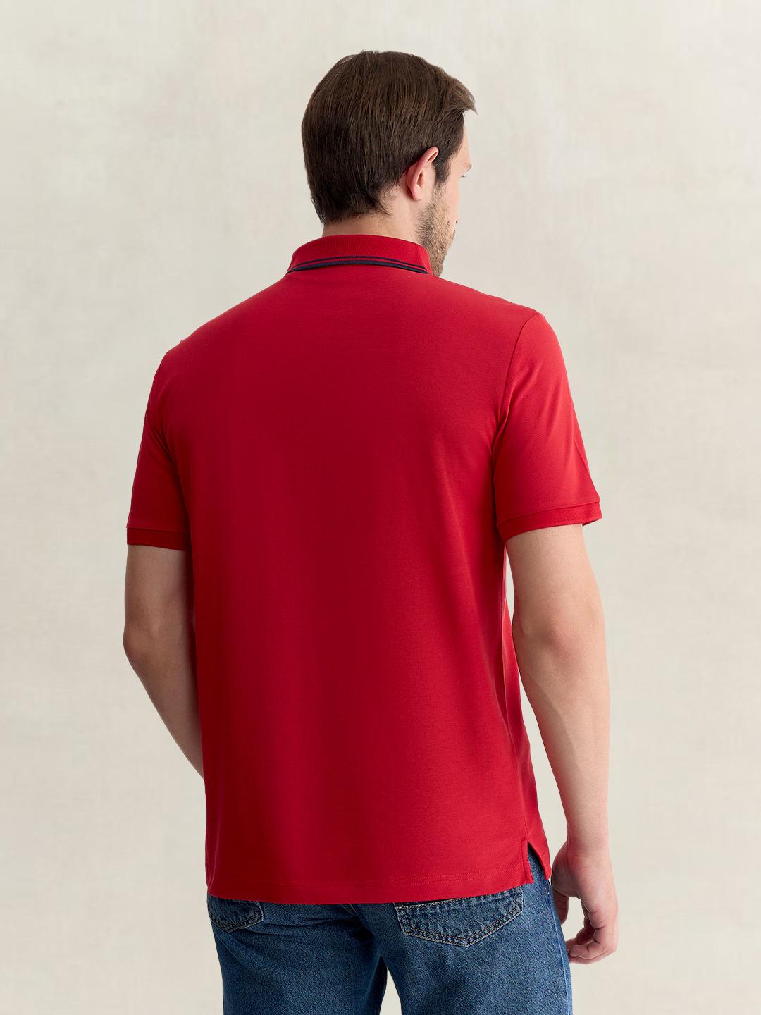 Gant Men Red Regular Fit Solid Pure Cotton Polo Tshirt