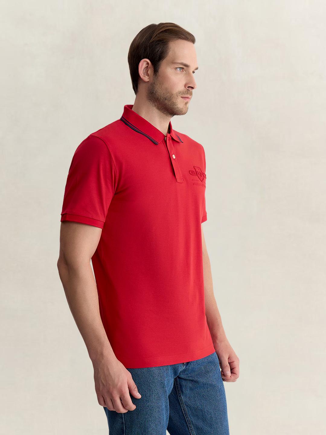 Gant Men Red Regular Fit Solid Pure Cotton Polo Tshirt