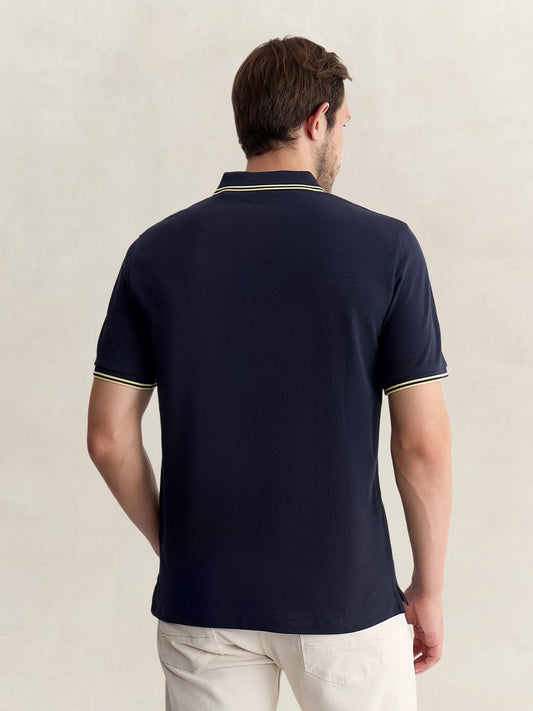Gant Men Blue Regular Fit Solid Pure Cotton Polo Tshirt