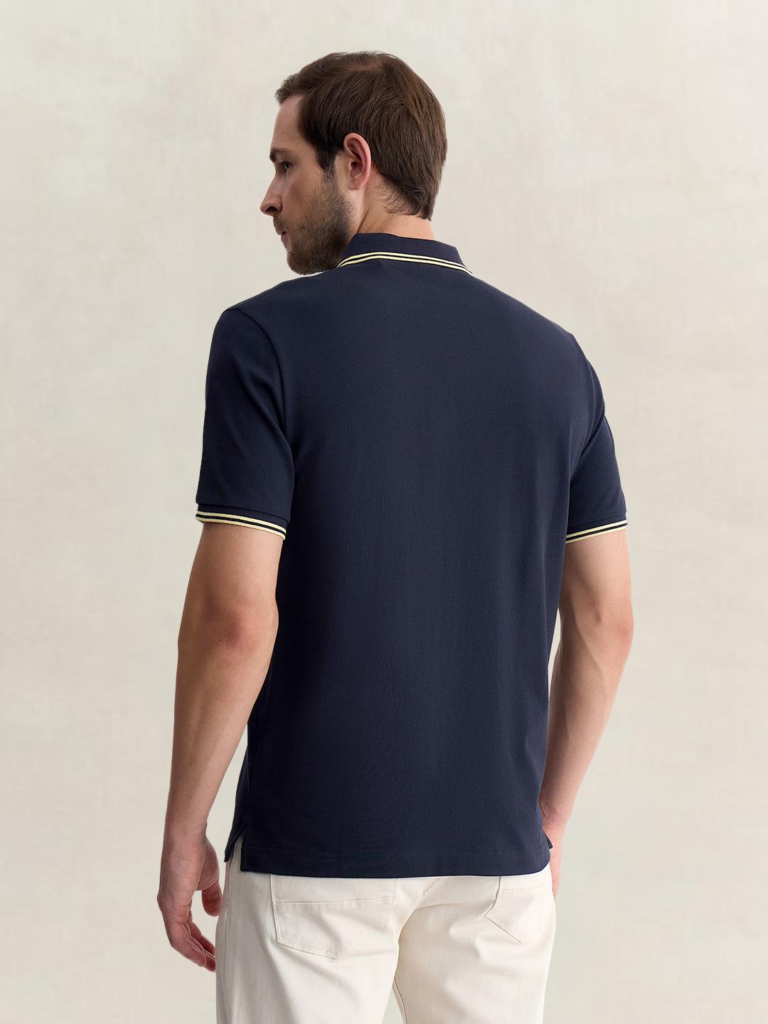 Gant Men Blue Regular Fit Solid Pure Cotton Polo Tshirt