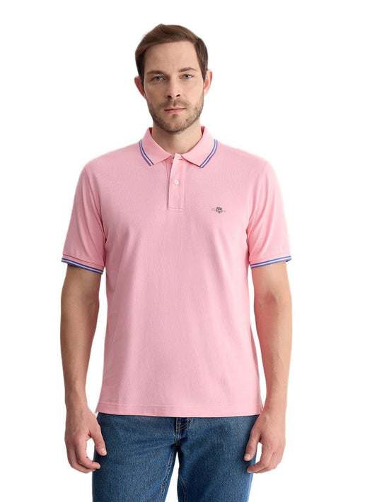 Gant Men Pink Regular Fit Solid Pure Cotton Polo Tshirt