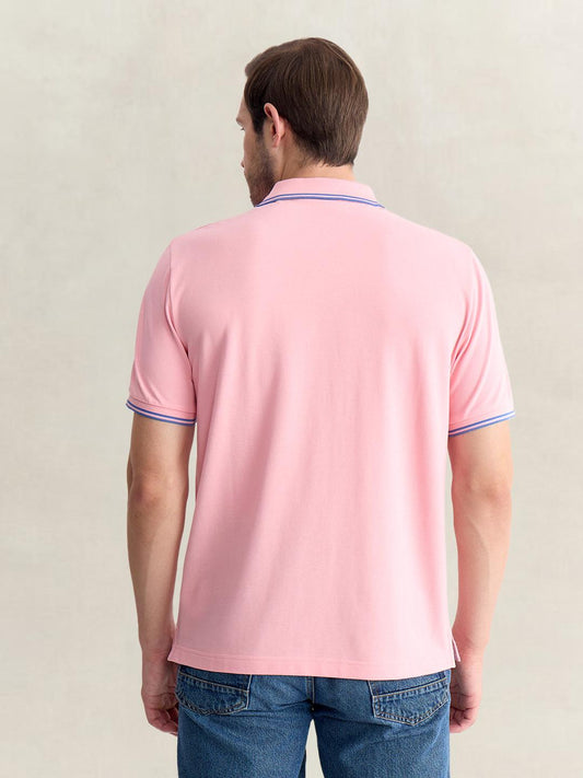 Gant Men Pink Regular Fit Solid Pure Cotton Polo Tshirt
