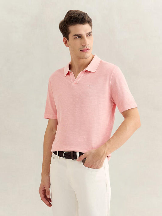 Gant Men Pink Regular Fit Solid Cotton Polo T-Shirt