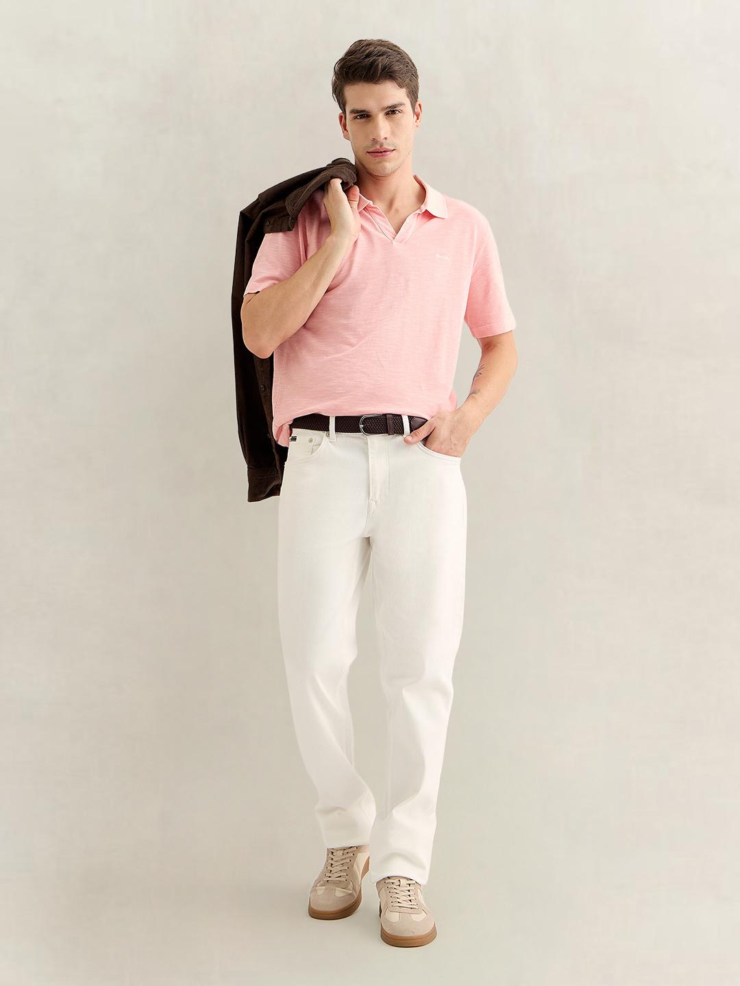 Gant Men Pink Regular Fit Solid Cotton Polo T-Shirt