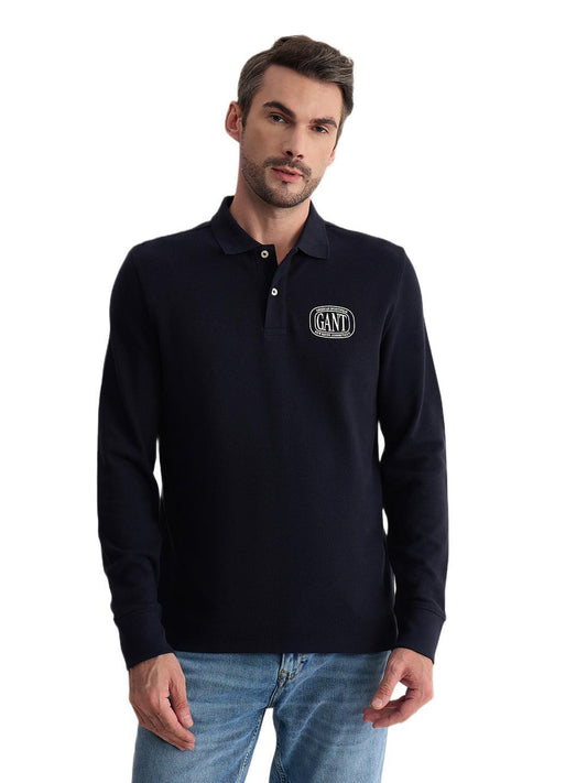 Gant Men Blue Regular Fit Solid Pure Cotton Polo Tshirt