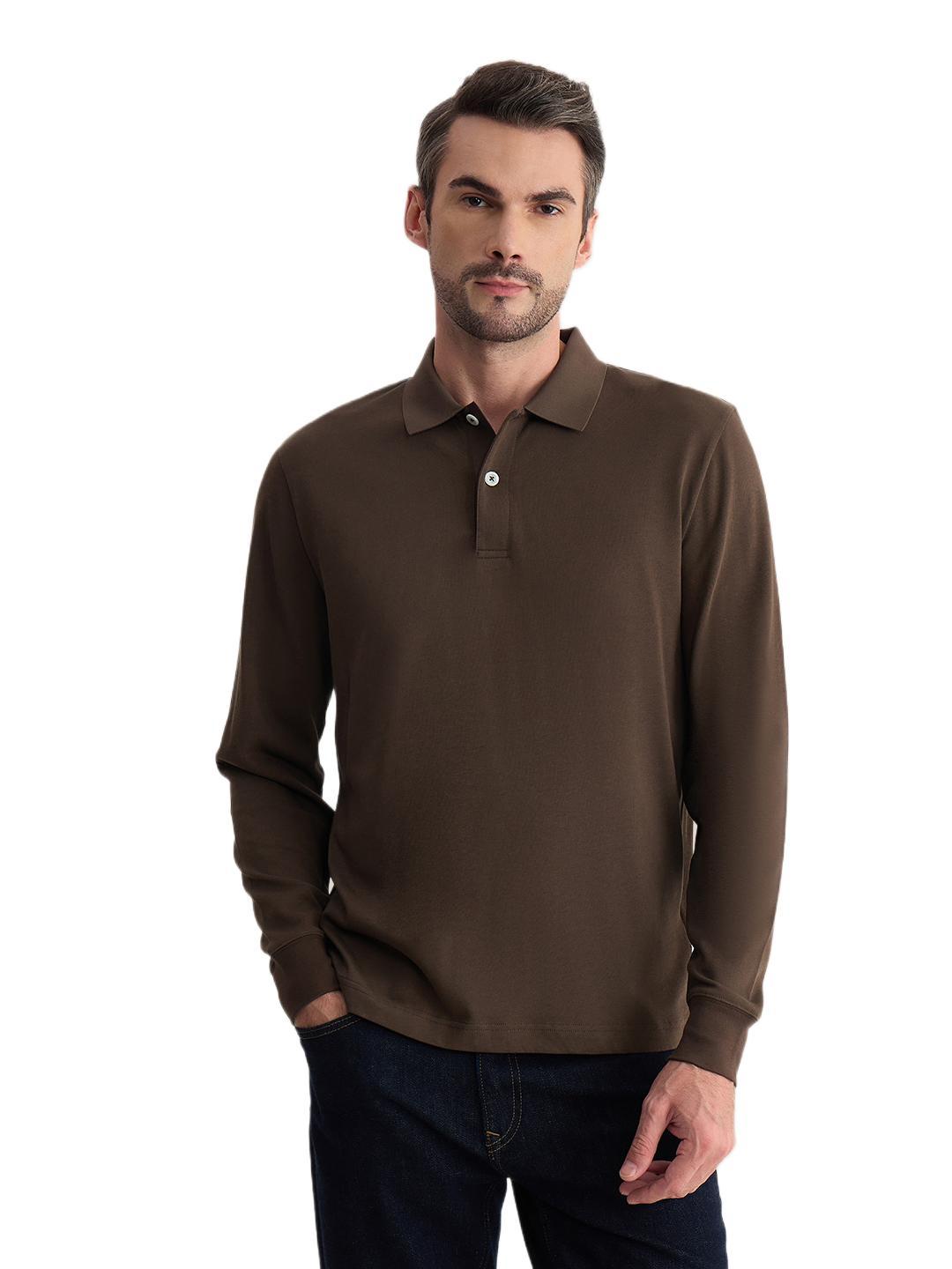 Gant Men Brown Regular Fit Solid Pure Cotton Polo Tshirt