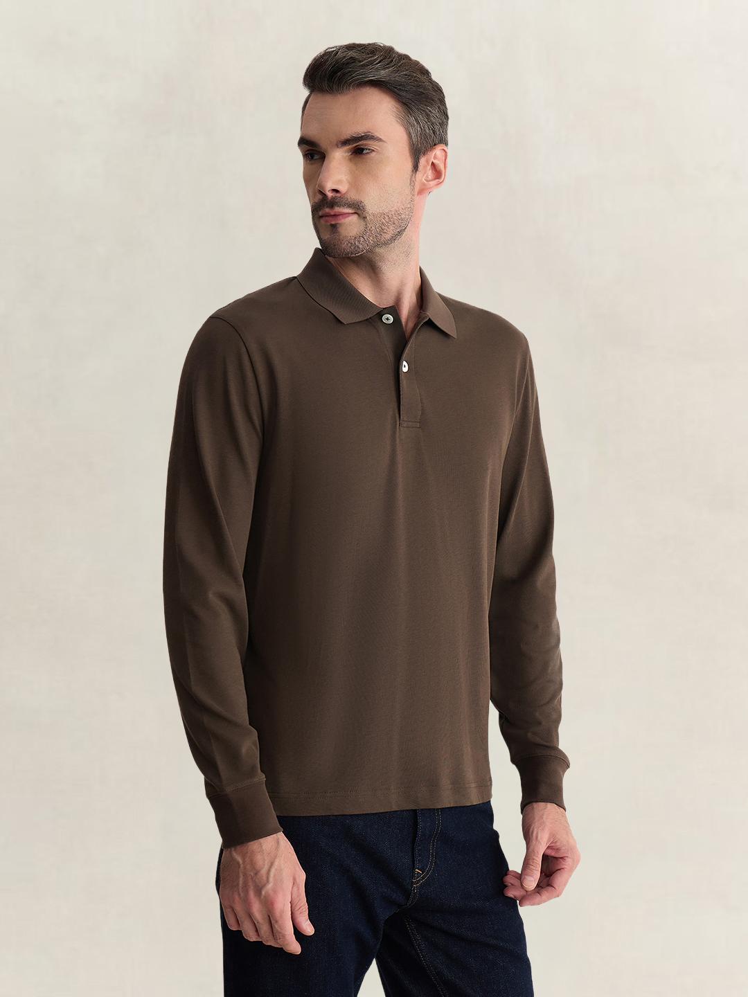 Gant Men Brown Regular Fit Solid Pure Cotton Polo Tshirt