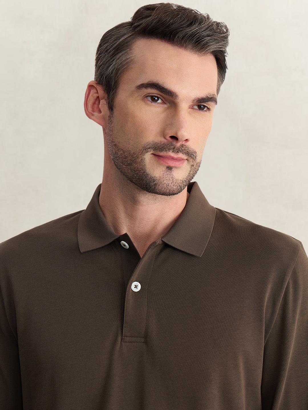Gant Men Brown Regular Fit Solid Pure Cotton Polo Tshirt
