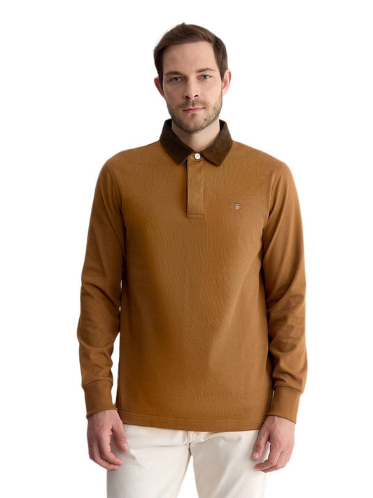 Gant Men Brown Regular Fit Solid Pure Cotton Polo Tshirt