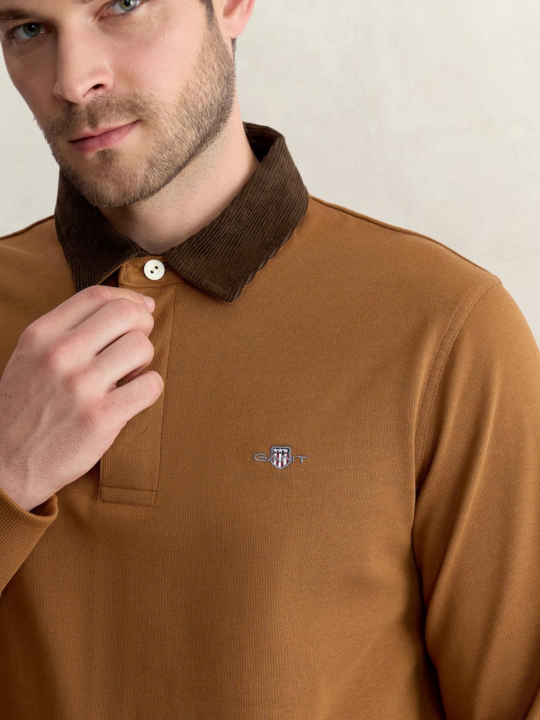 Gant Men Brown Regular Fit Solid Pure Cotton Polo Tshirt