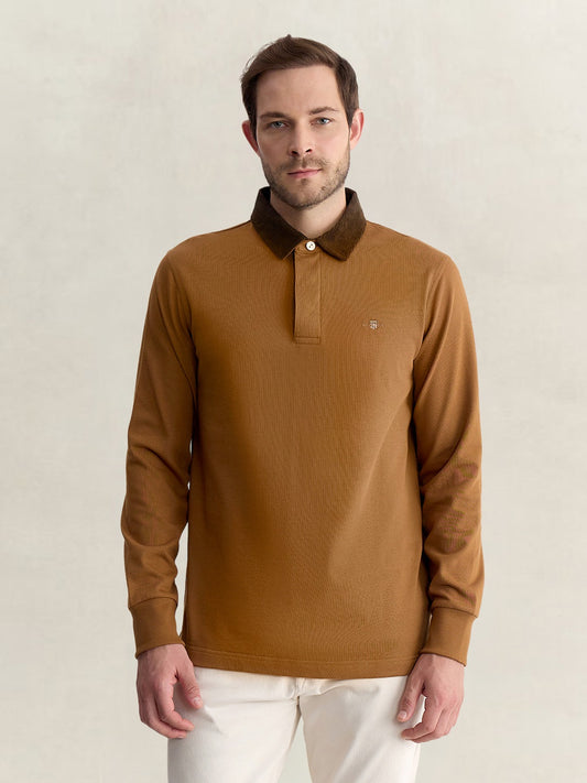 Gant Men Brown Regular Fit Solid Pure Cotton Polo Tshirt