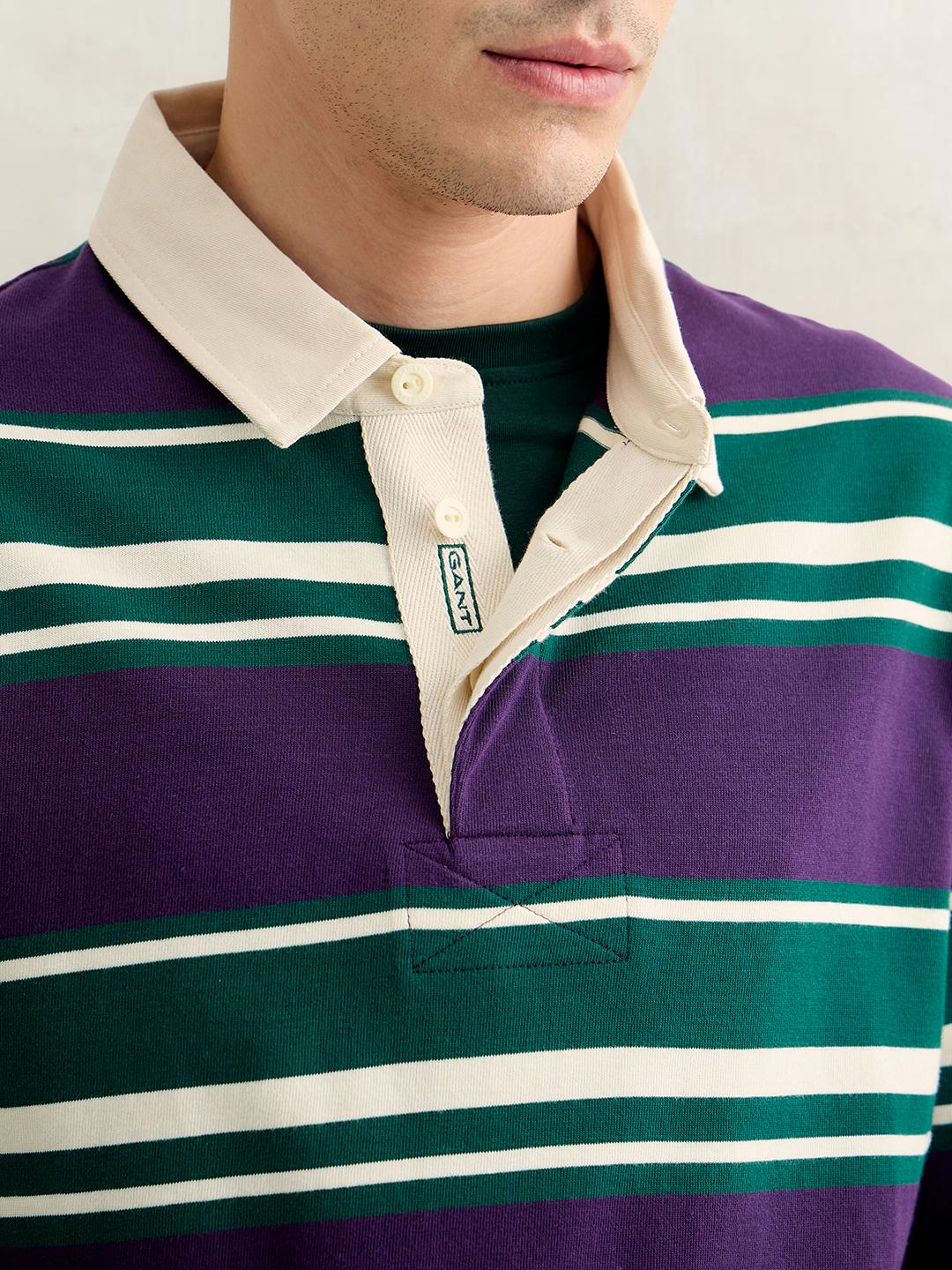 Gant Men Multicolour Regular Fit Striped Cotton Polo T-Shirt
