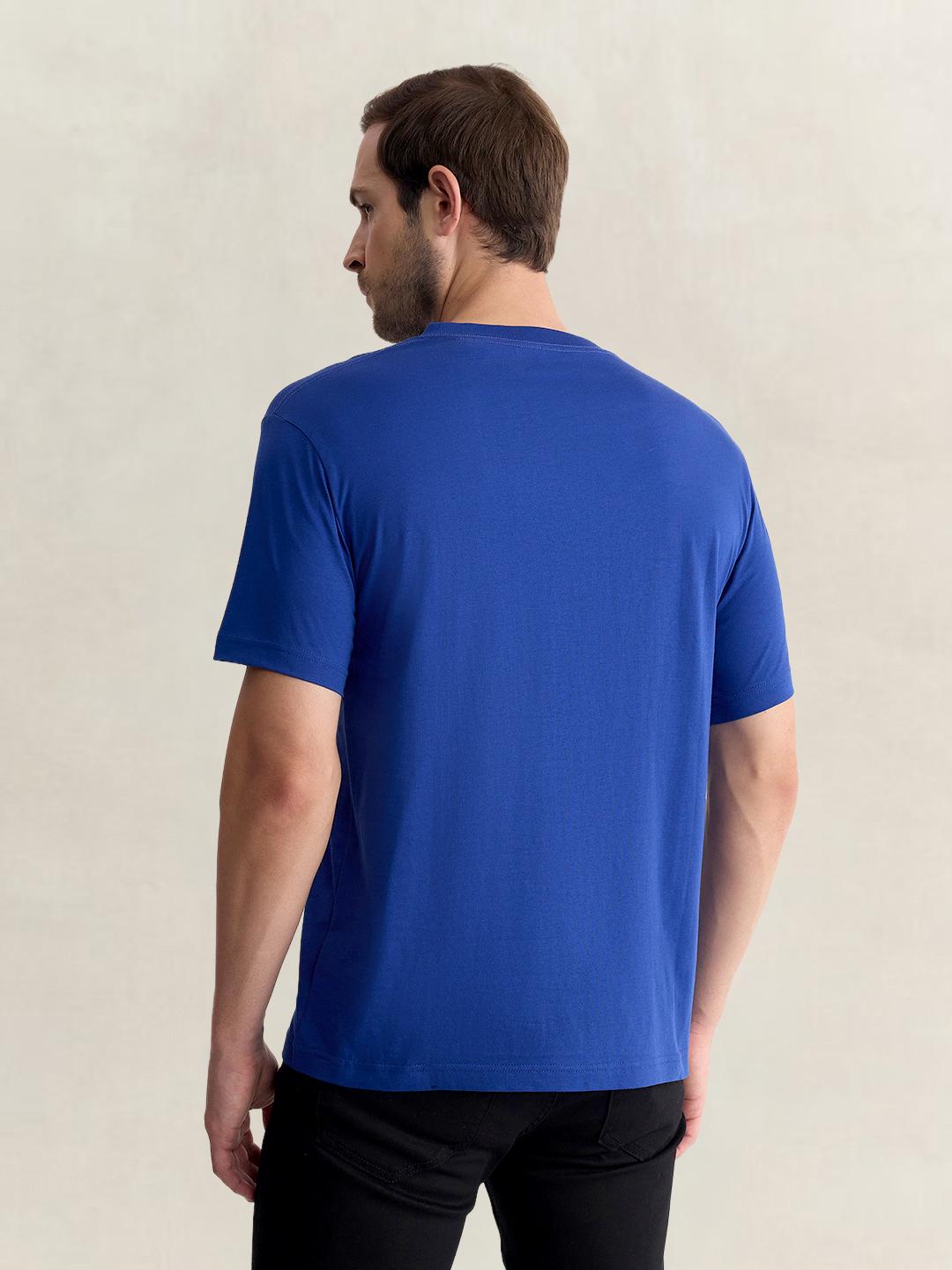 Gant Men Blue Regular Fit Solid Pure Cotton Tshirt