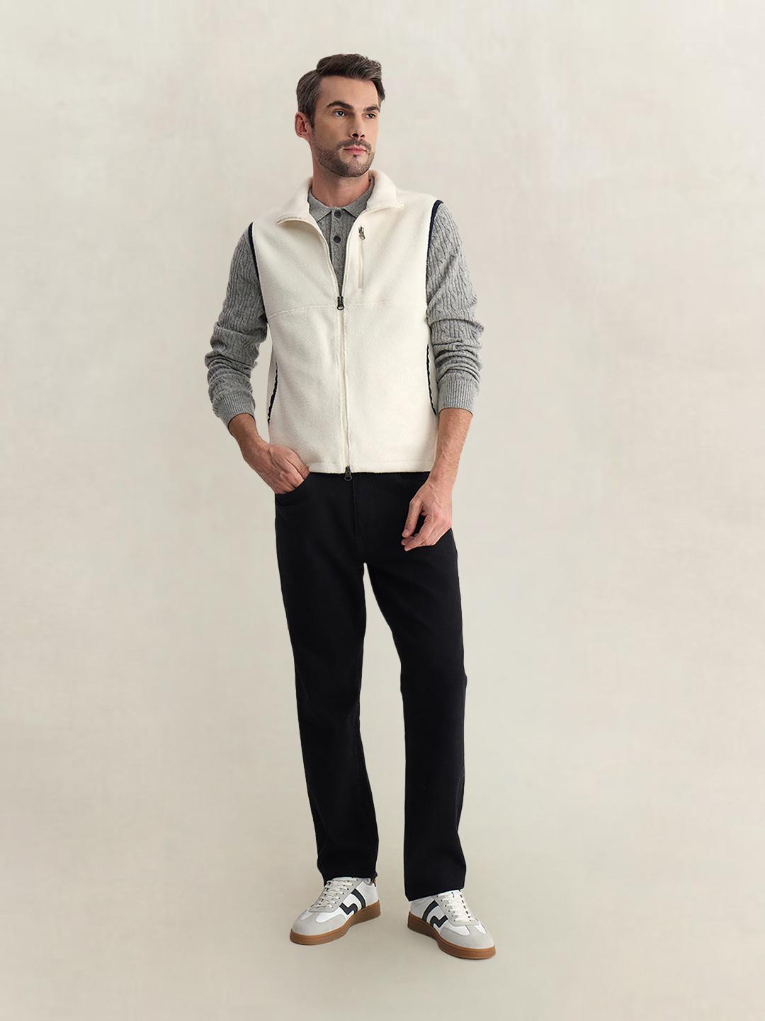 Gant Men Cream Regular Fit Solid Vest
