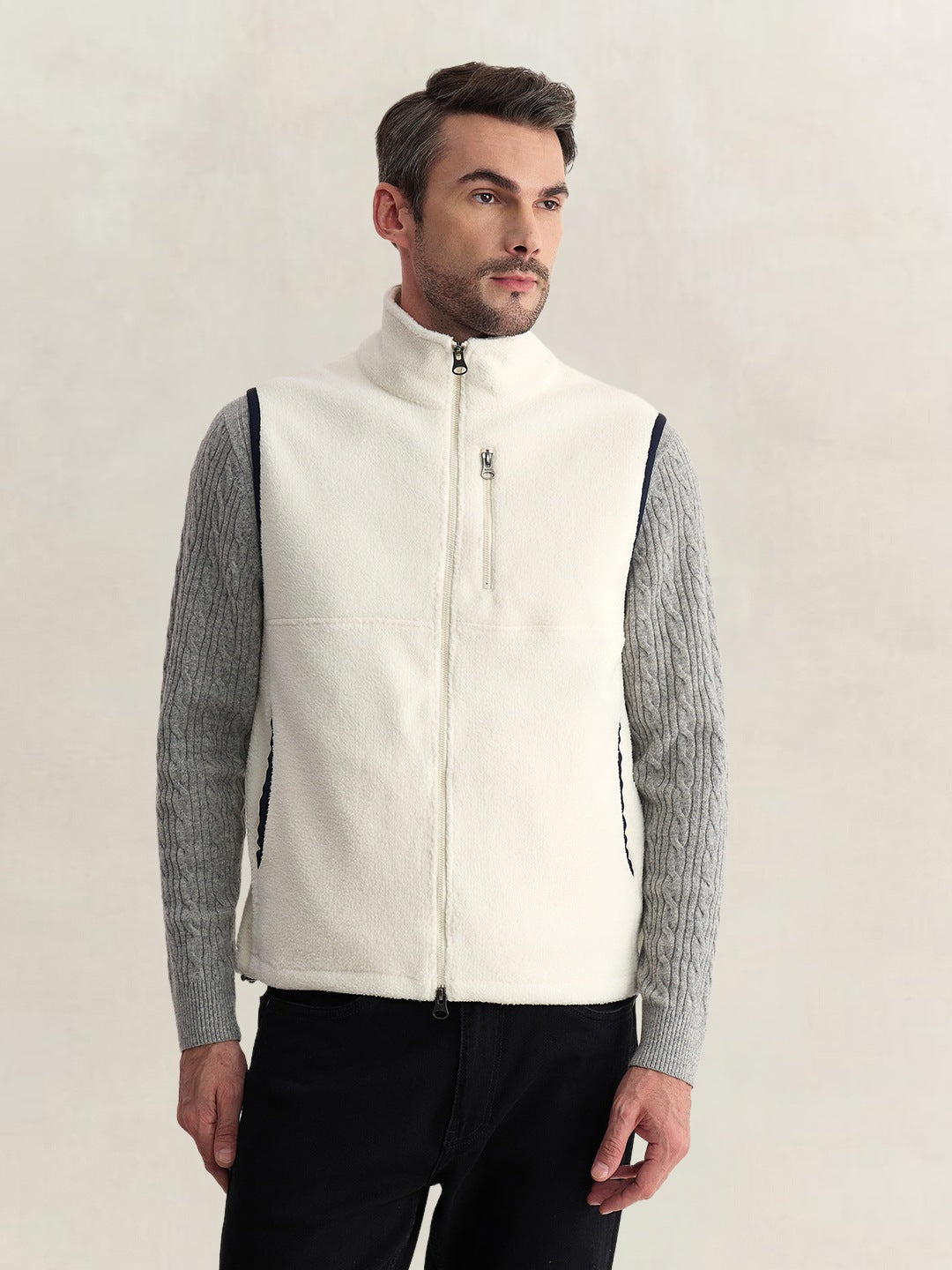 Gant Men Cream Regular Fit Solid Vest