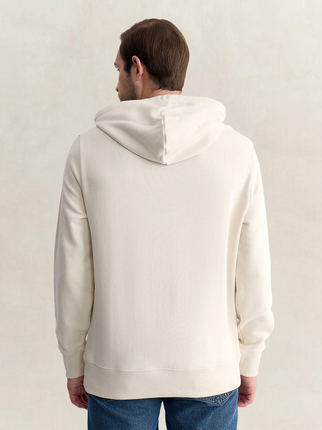 Gant Men Putty Regular Fit Graphic Organic Cotton Hoodie