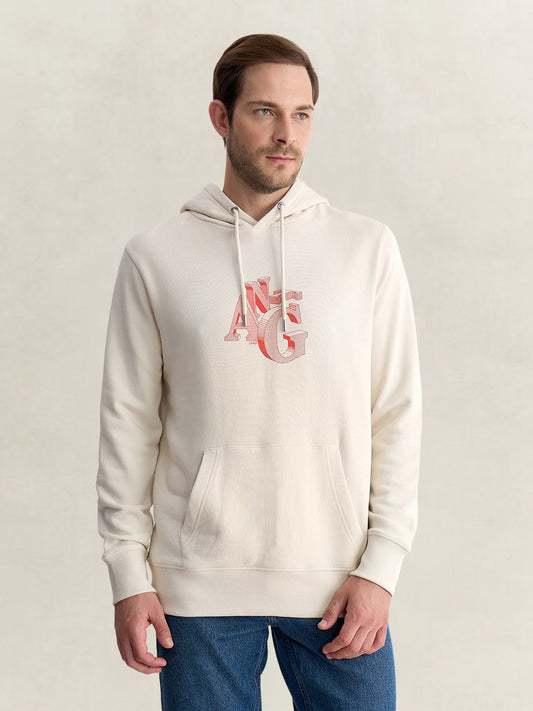 Gant Men Putty Regular Fit Graphic Organic Cotton Hoodie
