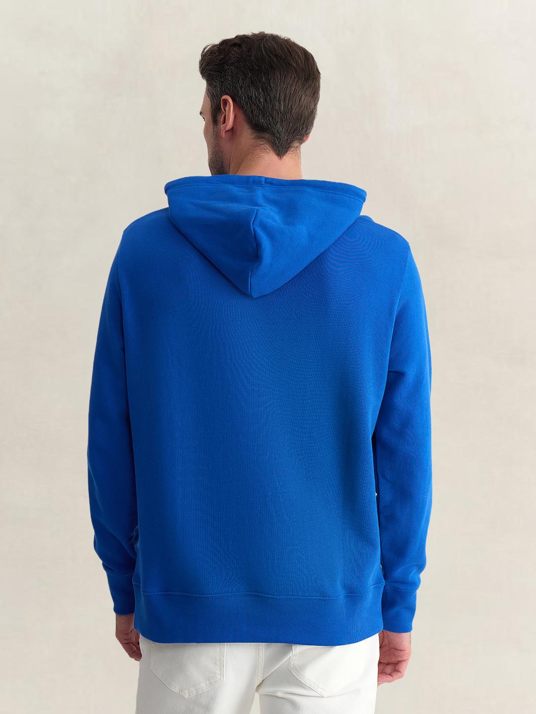 Gant Men Blue Regular Fit Graphic Organic Cotton Hoodie