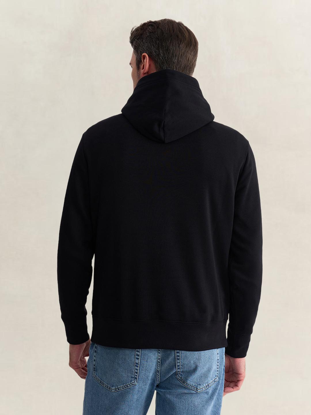 Gant Men Black Regular Fit Graphic Cotton Blend Hoodie