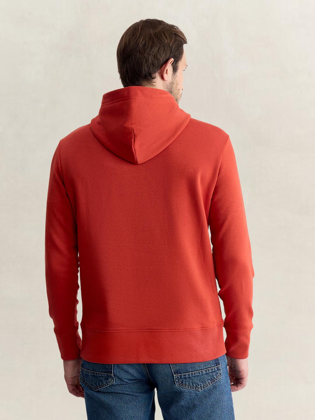 Gant Men Red Regular Fit Graphic Cotton Blend Hoodie